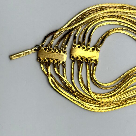 Patrizia Pepe Made in Italy Multistrand Gold Tone Chain Necklace Statement 54in - Picture 9 of 11